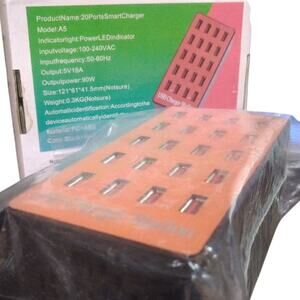 20-Port USB Smart Charging Station – 120V AC Power – Multi-Device Charger